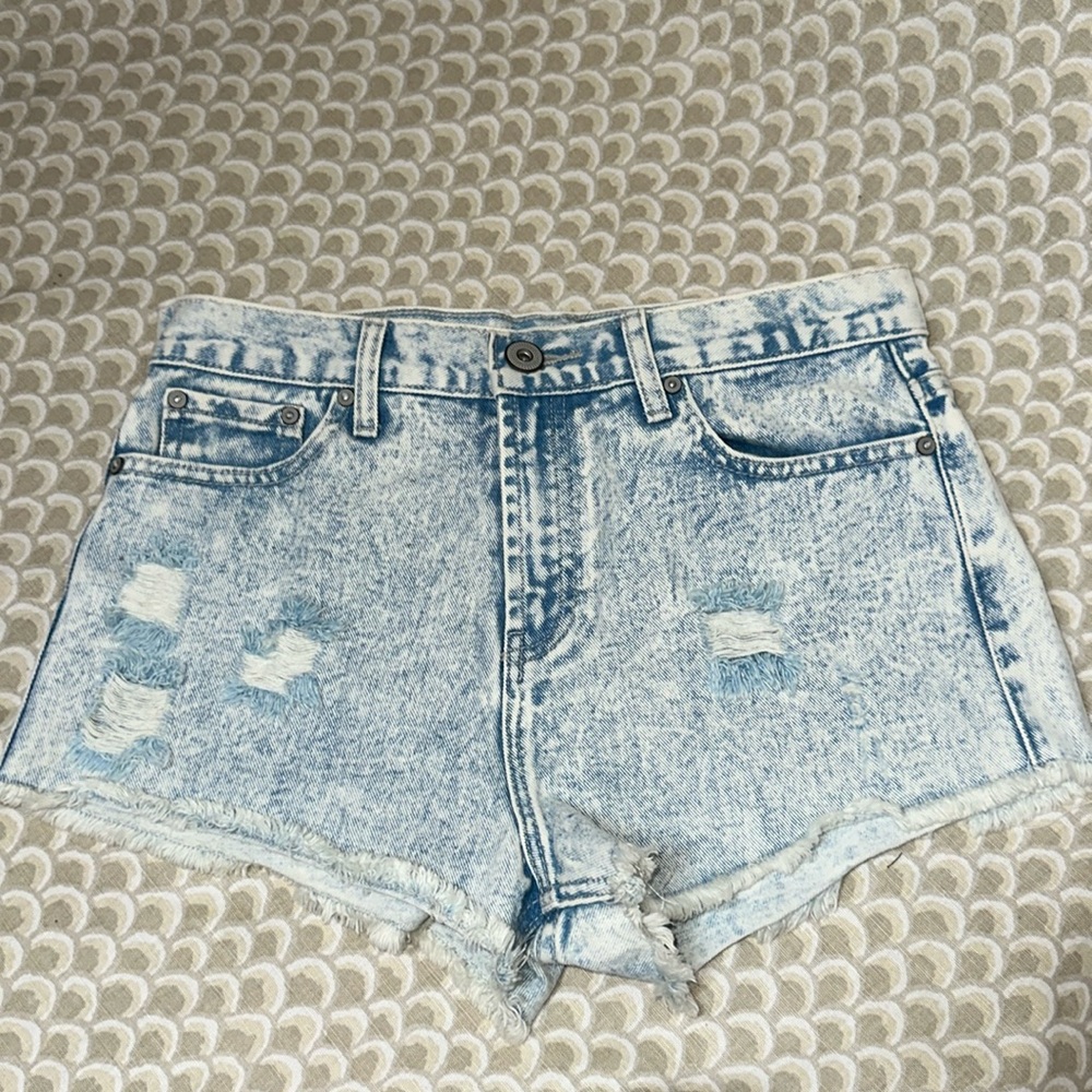 Distressed acid wash Jean shorts